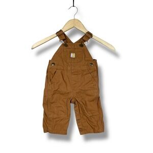 Carhartt Toddler Brown Canvas Bib Overalls Size 6 Months Double Knee Utility